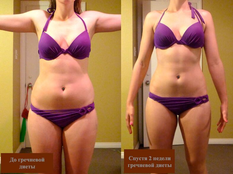 Photos before and after the buckwheat diet